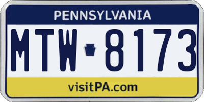 PA license plate MTW8173