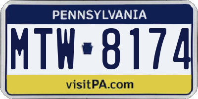 PA license plate MTW8174