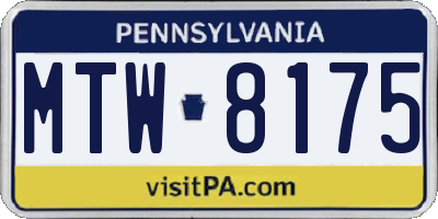 PA license plate MTW8175