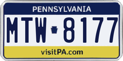 PA license plate MTW8177