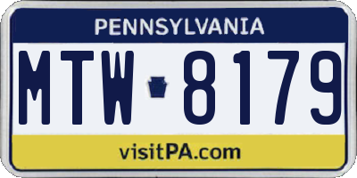 PA license plate MTW8179