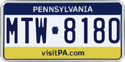 PA license plate MTW8180