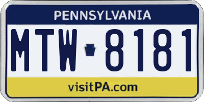 PA license plate MTW8181