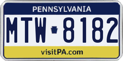 PA license plate MTW8182