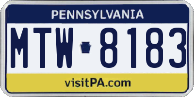 PA license plate MTW8183