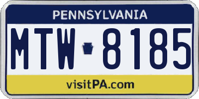 PA license plate MTW8185