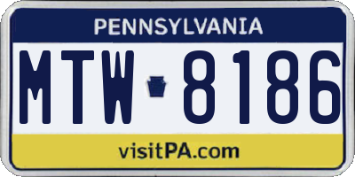 PA license plate MTW8186