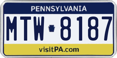 PA license plate MTW8187