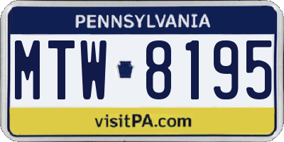 PA license plate MTW8195