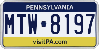 PA license plate MTW8197