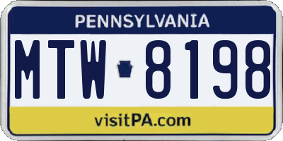 PA license plate MTW8198
