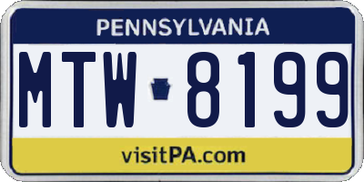 PA license plate MTW8199