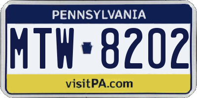 PA license plate MTW8202