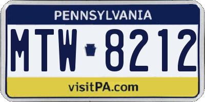 PA license plate MTW8212