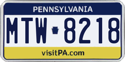 PA license plate MTW8218