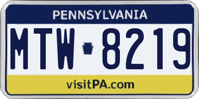 PA license plate MTW8219