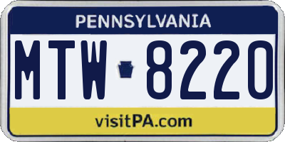 PA license plate MTW8220