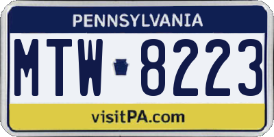 PA license plate MTW8223