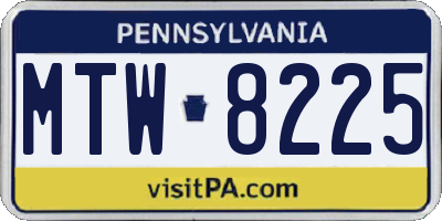 PA license plate MTW8225