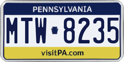 PA license plate MTW8235