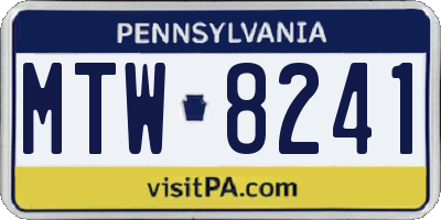 PA license plate MTW8241
