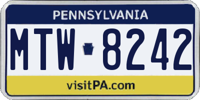 PA license plate MTW8242