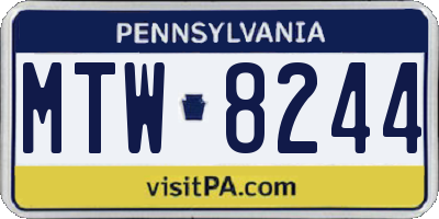 PA license plate MTW8244