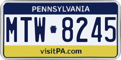 PA license plate MTW8245