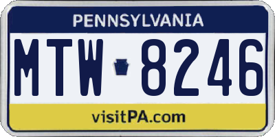 PA license plate MTW8246
