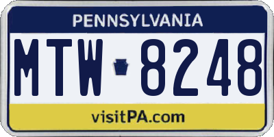 PA license plate MTW8248