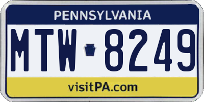 PA license plate MTW8249