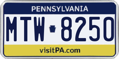 PA license plate MTW8250