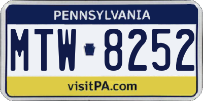 PA license plate MTW8252