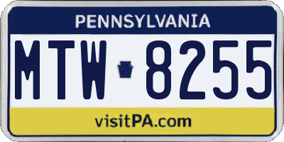 PA license plate MTW8255