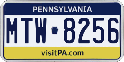 PA license plate MTW8256
