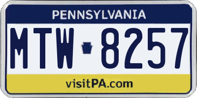 PA license plate MTW8257