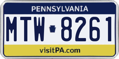 PA license plate MTW8261