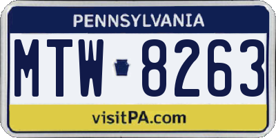 PA license plate MTW8263
