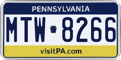 PA license plate MTW8266