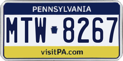 PA license plate MTW8267