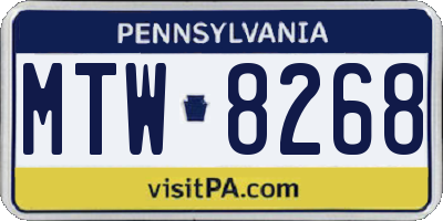 PA license plate MTW8268