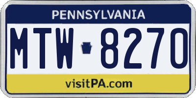 PA license plate MTW8270