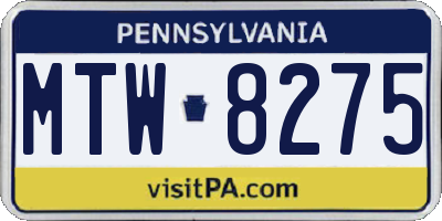 PA license plate MTW8275