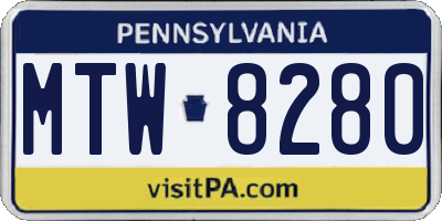 PA license plate MTW8280