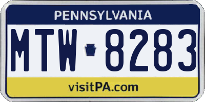 PA license plate MTW8283