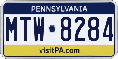 PA license plate MTW8284