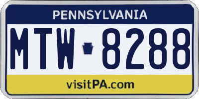 PA license plate MTW8288