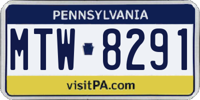 PA license plate MTW8291