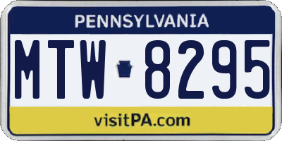 PA license plate MTW8295