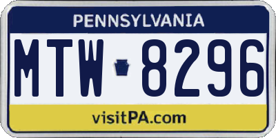 PA license plate MTW8296